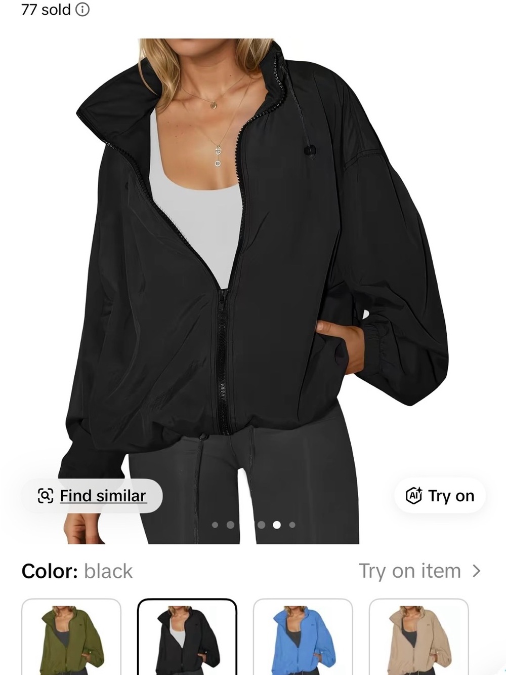 Classic Black Women's Zip-Up Windbreaker Jacket